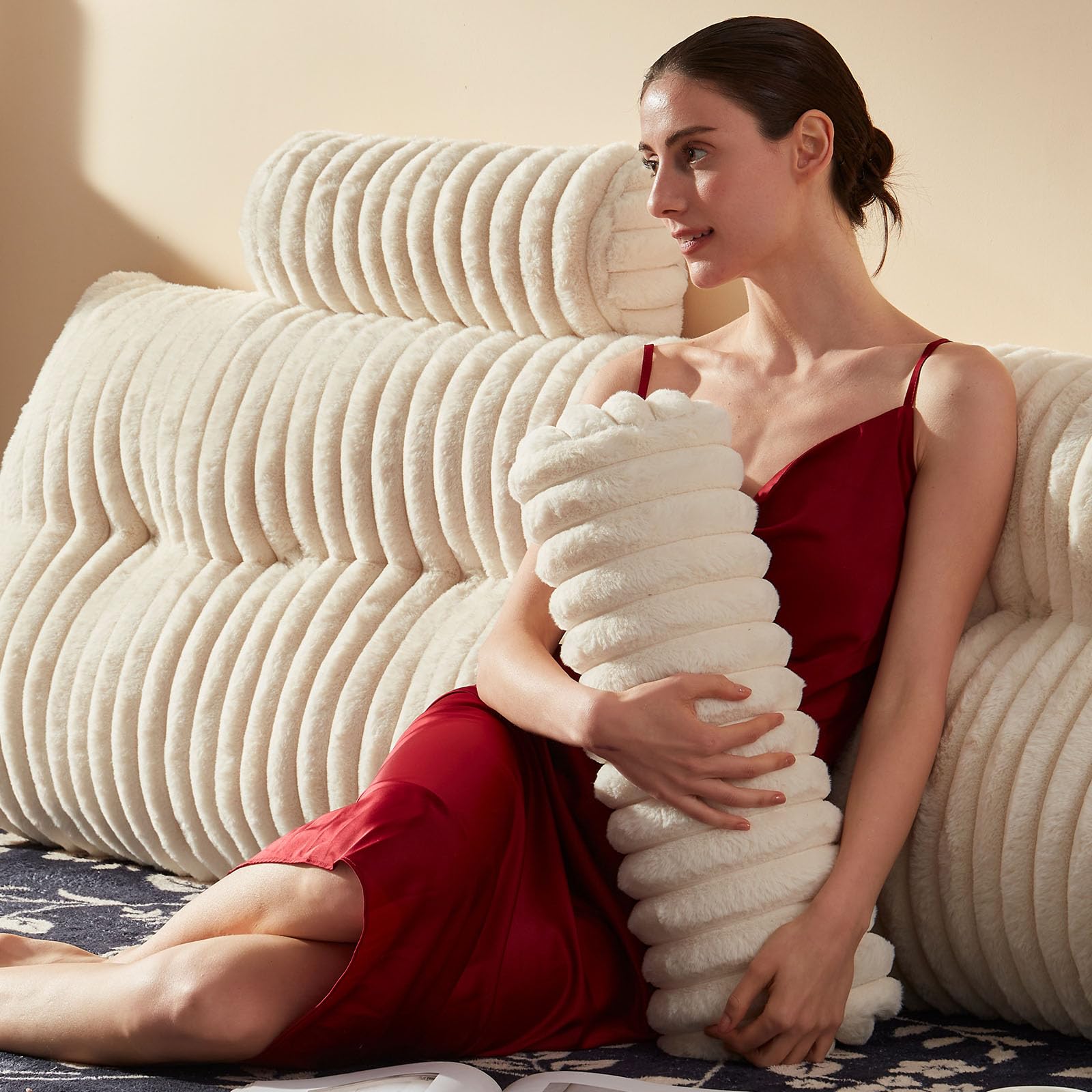 Amazon.com: Rycwola Faux Fur Headboard Pillow with 2 Pack Neck